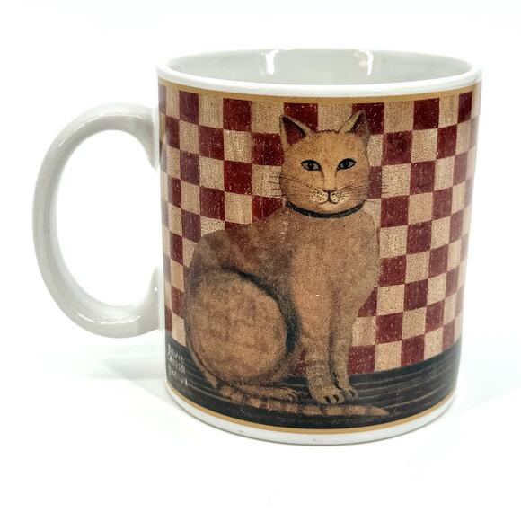 VTG 2004 Country Kitties Set/2 Coffee Mug Dessert Plate Tabby Cat DC Brown Co. - Picture 2 of 10